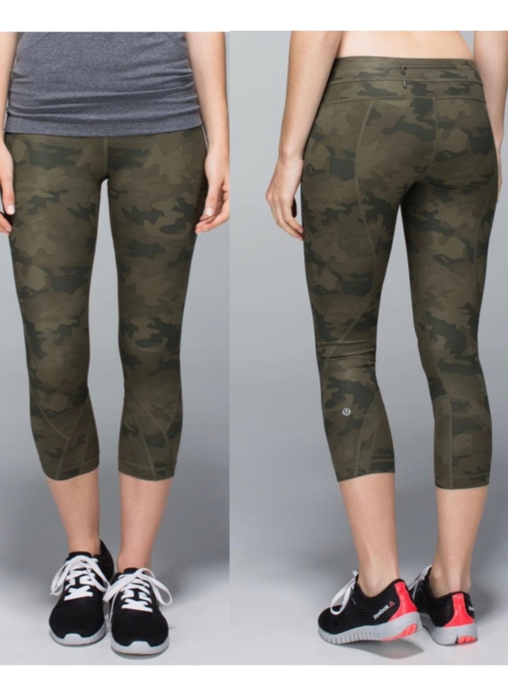 Lululemon Run: Inspire Crop II *All Luxtreme Savasana Camo 20cm Fatigue Sz 4